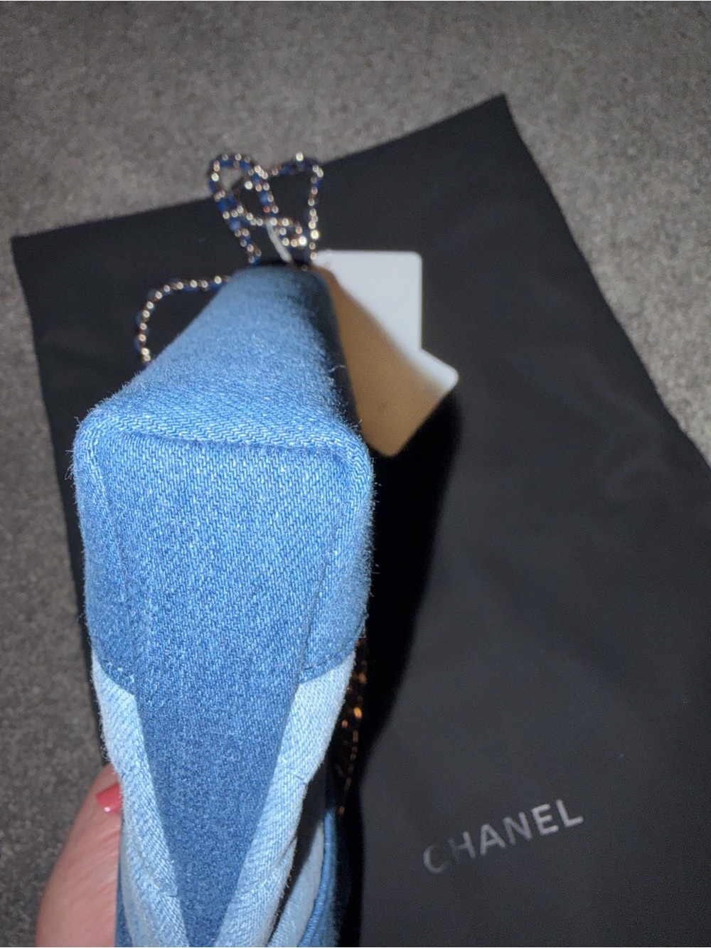 NWT CHANEL shopper 31 (nano)  Quilted Denim Mini Top-Handle Bag in Blue - Picture 13 of 16